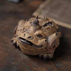 Tea Pet Creative Tree Bark Golden Toad Purple Sand Tea Pet Desktop Ornaments Tea Set Tea Tray Tea Play Fully Handmade Statue Gongfu Tea Set - Image 3