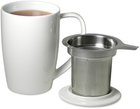 FORLIFE Curve Tall Tea Mug with Infuser and Lid 15 ounces, White - Image 3