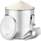 304 Stainless Steel Food Containers with Lids,12L/20LBS Airtight Food Storage Containers with Lock Clips for Flour Rice Sugar Coffee Bean,Stainless Steel Food Storage Containers for Kitchen by Unknown