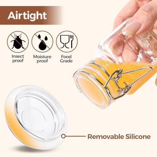 ComSaf Square Small Glass Spice Jars with Airtight Lids 4 oz 12 Pack Pantry - Image 4