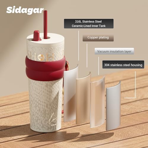 24 oz Ceramic Lined Insulated Stainless Steel Tumbler, Pearl White - Image 7