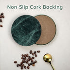 Green Marble Coasters Set of 8, 3.9"Natural Stone Drink Coasters, Cork Base - Image 4