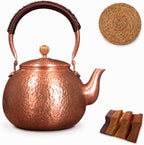 Vintage Copper Tea Kettle, Whistling Stovetop Water Pot with Rope Handle by Unknown