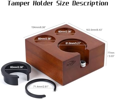 IKAPE 51/53/54mm Espresso Tamper Station, Wooden Coffee Tamper Holder Base, Espresso Tamp Mat Stand Fit for 51, 53, 54 mm Espresso Accessories - Can be Adjustable Portafilters Stand Height - Image 2