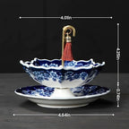 Porcelain Ceramic Tea Strainer, Umbrella Shape Chinese Blue and White Loose Leaf Filter with Rotating Design, Fine Mesh Tea Infuser for Kung Fu Tea, Coffee, Brewing (B) - Image 6