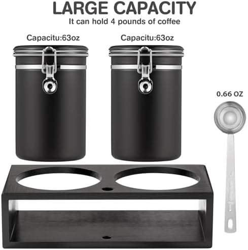 2×63OZ Stainless Steel Coffee Canister with Shelf and Scoop for Coffee Bar - Image 3