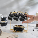 YOLIFE 2.5 OZ Porcelain Espresso Cups Set with Saucers and Foldable Stand - Image 4
