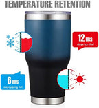 MEWAY 30oz Insulated Tumbler With Lids and Straws,Stainless Steel Double Vacuum Coffee Tumbler Cup, Brush, Durable Powder Coated Coffee Cup for Cold & Hot Drinks(Blue Black, 8 PACK) - Image 2