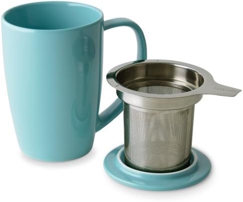 FORLIFE Curve Tall Tea Mug with Infuser and Lid 15 ounces, Turquoise - Image 2