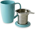 FORLIFE Curve Tall Tea Mug with Infuser and Lid 15 ounces, Turquoise - Image 2