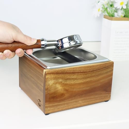Large Acacia Wood Espresso Knock Box with Stainless Steel Interior - Image 2