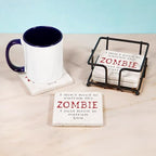 CafePress Outrun The Zombie 3 Tumbled Stone - Set of 4 Coasters Set of 4 w/holder - Image 3
