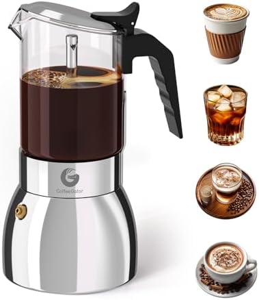 Coffee Gator 9 Cup Moka Pot, 15oz Stovetop Espresso Maker, Coffee lovers by CoffeeGator