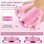 Volhoply 13 oz Stainless Steel Insulated Travel Coffee Mug with Fip Lid Bulk 8 Pack,Reusable Double Wall Vacuum Metal Coffee Cup,Portable Leak Proof Thermal Tumbler for Hot & Cold Drinks(Pink,8) - Image 4