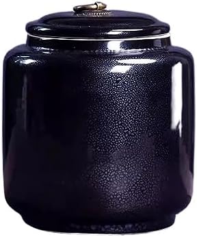Tea Tin Canister Chinese Retro Kiln Change Glaze Loose Leaf Tea Warehouse Large Sealed Storage Jar Decorative Porcelain Food Containers Canisters(Black) by Unknown