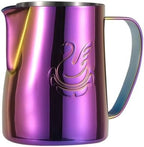 Milk Frother Cup Stainless Steel Espresso Coffee Making Cup Milk Jugs Latte Art Swan Frothing Pitcher Coffeeware(400ml,Purple) by Unknown