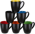 Foraineam Set of 6 Coffee Mugs 16 Ounces Matte Black Porcelain Mug Set Large-sized Ceramic Restaurant Drinking Cups for Coffee, Tea, Juice, Cocoa by Foraineam