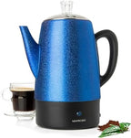 Mixpresso 10 Cup Shiny Blue Electric Percolator Coffee Pot, Stainless Steel by Mixpresso