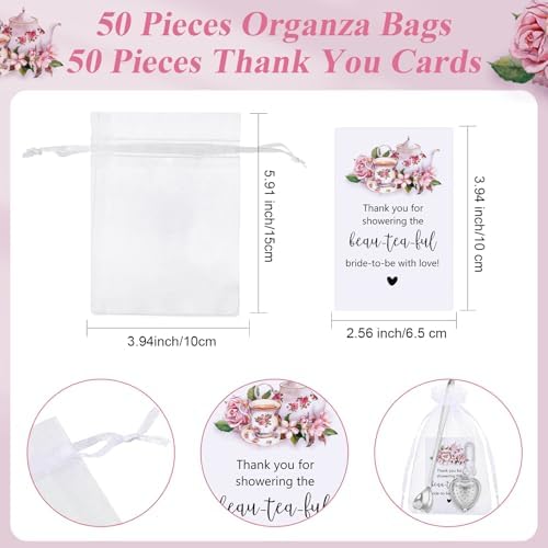 Qinyoung 50 Sets Bridal Shower Tea Party Favors for Guests, Silver - Image 4