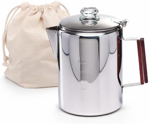Camping Coffee Percolator Stainless Steel Stovetop Camp Coffee Maker 12 Cup by ZOWIEKING