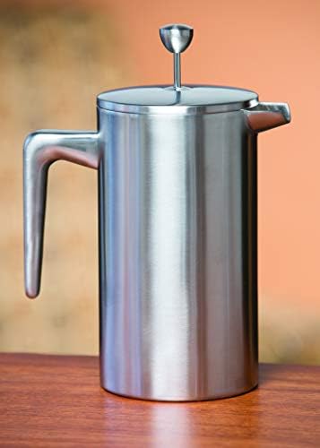 Service Ideas Double Wall Coffee French Press, 33.8oz, Stainless Steel - Image 2