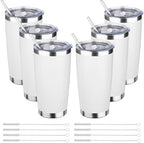 DIW 20oz Insulated Tumbler Bulk with Lid Travel Coffee Mug(White,6 Pack) by DIWsojournlife