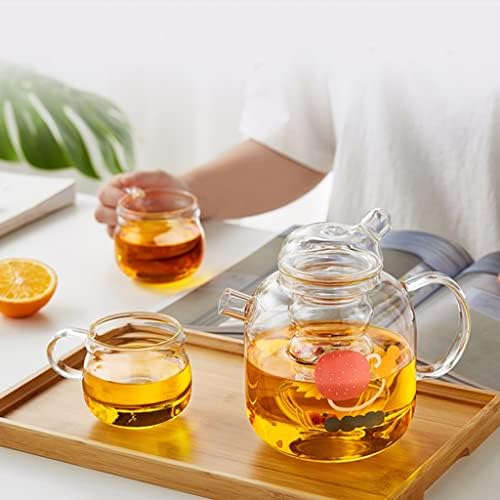 Coffee And Tea Kettle Handmade Glass Teapot With Removable Loose Tea Glass Infuser Blooming Teas 2-in-1 Tea Kettle Applicable Electric Pottery Tea Pot (Color : Yellow) - Image 7