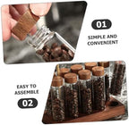 Angoily Glass Coffee Bean Vials with Lids, Wooden Stand Display - Image 3