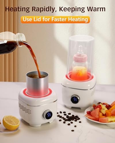 Coffee Warmer with Mood Light,Tea Warmer with Thermal Cover, 2-in-1 Coffee Mug Warmer for Desk(Cooling&Heating),Electric Coffee Mug Warmer for Coffee Tea Juice Yogurt -White - Image 2