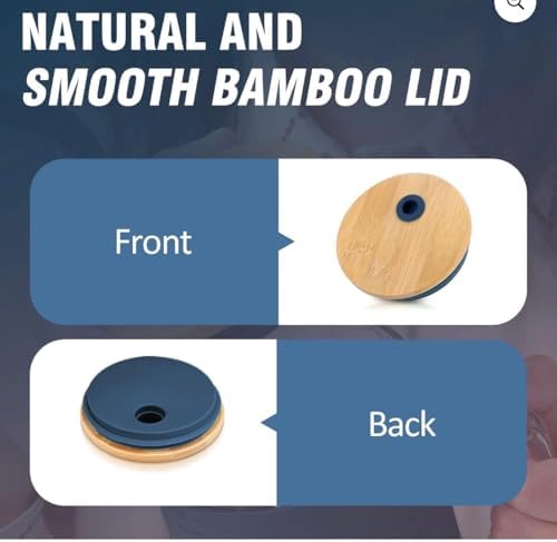 32oz Glass Tumbler with Handle and Straw, Bamboo Lid, Silicone Sleeve, Reusable Iced Coffee Cup for Travel, Home, Office (Navy Blue) - Image 5