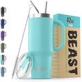 Beast 42 oz Tumbler with Handle Stainless Steel Vacuum Insulated Coffee Ice Cup Double Wall Travel Flask (Aquamarine Blue) by GreensSteel