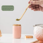 8-Piece Matcha Set - Portable Travel Tea Gift Box (Chawan, Bamboo Whisk, Chashaku, Sifter, Tea Caddy, Plate, Carry Bag) - Matcha Whisk Set (Yellow) - Image 3