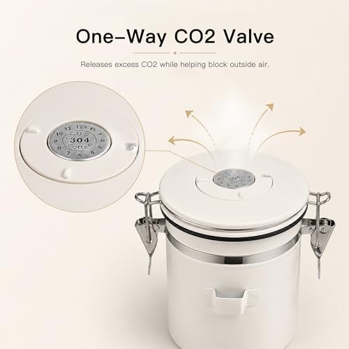MEGAWISE 1.2L 304 Stainless Steel Coffee Canister with CO2 Valve - Image 4