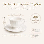 Espresso Cups and Saucers Set of 6, 3 oz White Orchid - Image 3