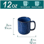 vancasso STARRY Coffee Mugs Set, 12 oz Ceramic Coffee Cups for Latte Hot Tea Cappuccino Cocoa Milk Stoneware Cups Set of 6, Dishwasher & Microwave Safe, Blue - Image 2