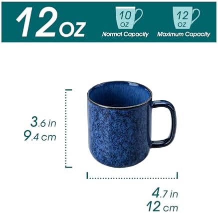 vancasso STARRY Coffee Mugs Set, 12 oz Ceramic Coffee Cups for Latte Hot Tea Cappuccino Cocoa Milk Stoneware Cups Set of 6, Dishwasher & Microwave Safe, Blue - Image 2