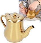 Stainless Steel Tea Pot with Filter, Rust Proof Durable Oil Strainer Pot 500ml Premium Gooseneck Kettle for Hotels Restaurants (Gold) - Image 5