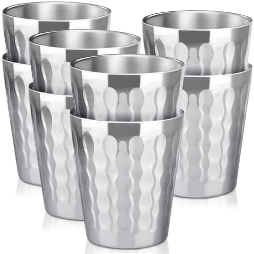 Beasea Stainless Steel Cups 10 oz, 8 Pack Small Bulk Stainless Steel Tumbler Stackable Insulated Cups for Drinking Double Wall Metal Glasses Tin Cups for Home Restaurant Office Party Camping by Beasea