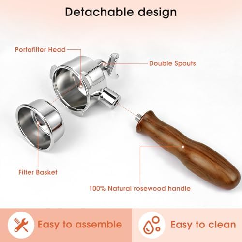 54mm Portafilter with Double Spout for Breville Barista Express BES870 - Image 7