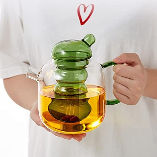 Coffee And Tea Kettle Handmade Glass Teapot With Removable Loose Tea Glass Infuser Blooming Teas 2-in-1 Tea Kettle Applicable Electric Pottery Tea Pot (Color : Yellow) - Image 6