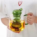 Coffee And Tea Kettle Handmade Glass Teapot With Removable Loose Tea Glass Infuser Blooming Teas 2-in-1 Tea Kettle Applicable Electric Pottery Tea Pot (Color : Yellow) - Image 6