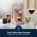 De'Longhi Dedica Duo Compact Espresso Machine - Cold Brew Coffee Maker with Milk Frother Wand- for Espresso, Hot & Iced Coffee, Cappuccinos, Lattes & Home Barista Brewing, Rosé Pink - Image 2