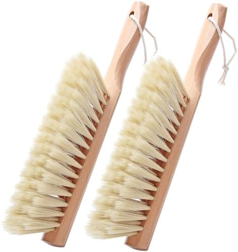 Soft Foxtail Hand Broom Wood Handle for Shop Bench 14" (2pcs Yellow) by OakartHome