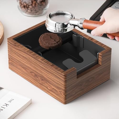 Espresso Knock Box, Coffee Knock Box with Durable Knock Bar and Non-Slip Base, Knock Box for Machine Accessories (Wooden Base) - Image 2