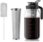 GOSCHE 64oz Glass Pitcher with Lid, Coffee Mason Jar with Pour Spout Lids, Black by GOSCHE