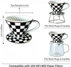 Checkerboard Pour Over Coffee Dripper, Vintage V60 Style Slow Drip Brewer - Image 3