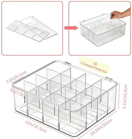 16 Compartment Acrylic Tea Bag Organizer with Lid (2 Pack) - Image 2