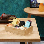 Maitys 4 Pcs Bamboo Tea Organizer, Beige 6 Compartment Storage Box - Image 3