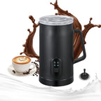 Milk frother, 4 in 1 milk frother with heating function, 580ml/19.6oz Automatic hot and cold coffee foamer, Latte, Cappuccino, Macchiato, Hot Chocolate, milk steamer with temprature control (1, Black) by Unknown