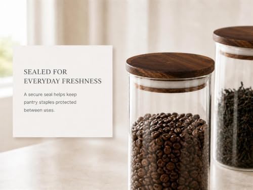 KKC HOME ACCENTS Glass Canister for Coffee Bean & Tea, 39 oz Jar with Lid - Image 5
